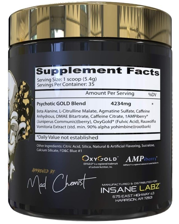 Psychotic Pre Workout Blue Punch 35 Servings Extreme Energy