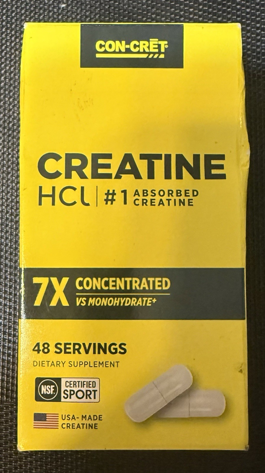 Con-Cret Concentrated Pure Creatine HCI 48 Caps Ex 7/28 FREE FAST SHIPPING