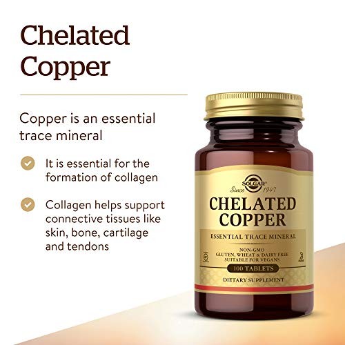 Chelated Copper, 100 Tablets – Essential for Collagen 100 Count (Pack of 1)