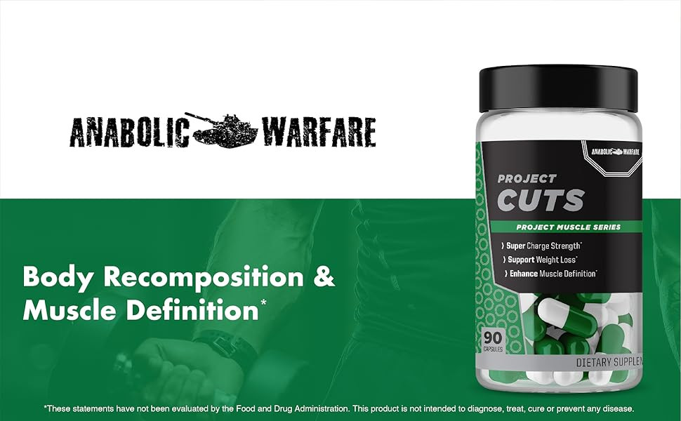 ANABOLIC WARFARE PROJECT CUTS Strength Weight Loss Muscle Definition 90 Capsules