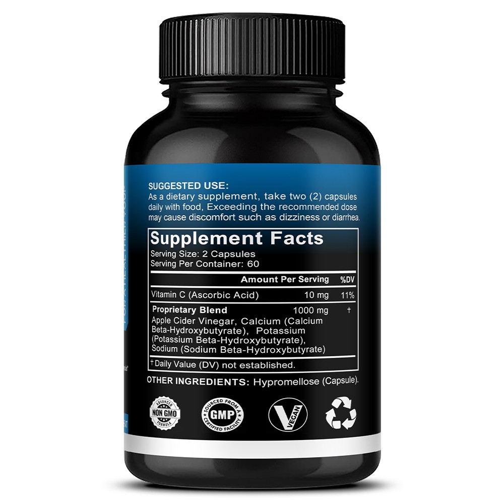Apple Cider Vinegar BHB Salts Supplement Diet Pills Unisex Support Appetite
