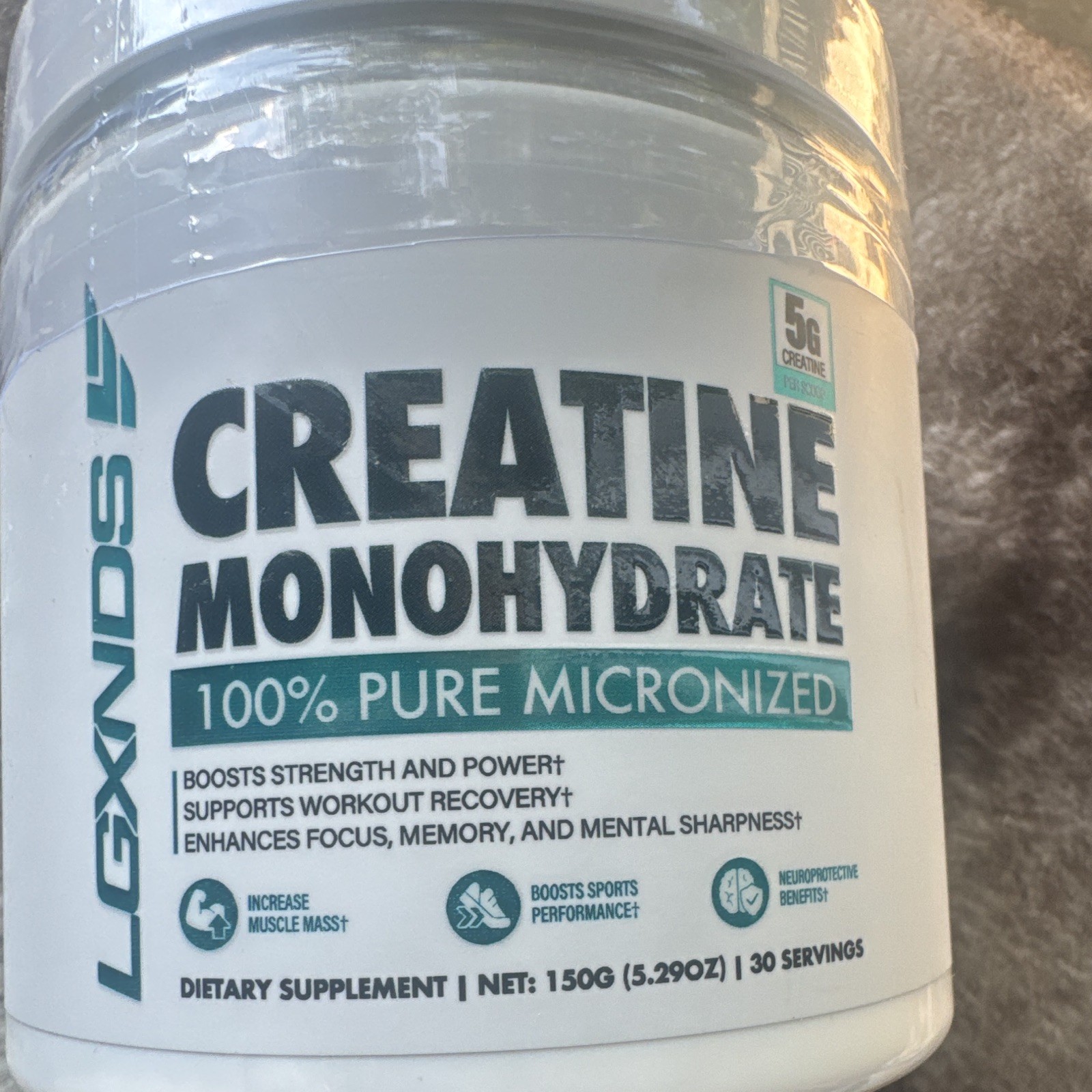 LGXNDS Creatine Monohydrate Powder Micronized Unflavored 150g 5g Dosage