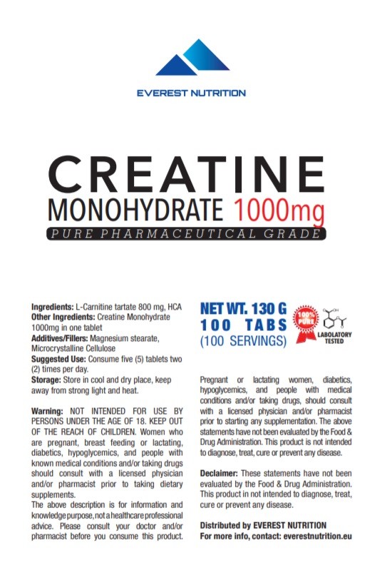 Creatine Monohydrate 1000 mg Tablets Muscle Grow Regeneration Strength
