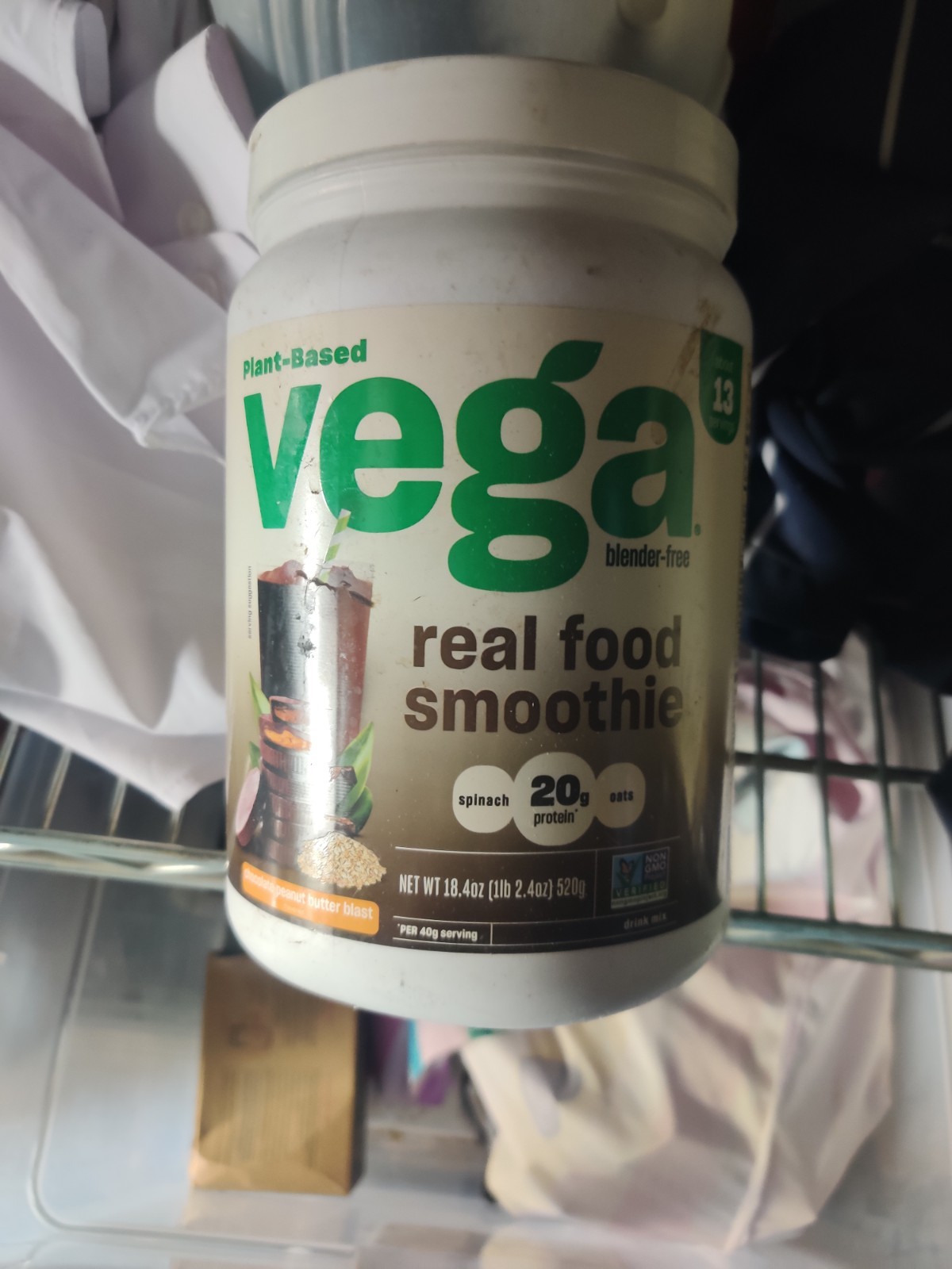 Vega Real Food Smoothie Peanut Butter Blast Plant Protein 18.4 oz