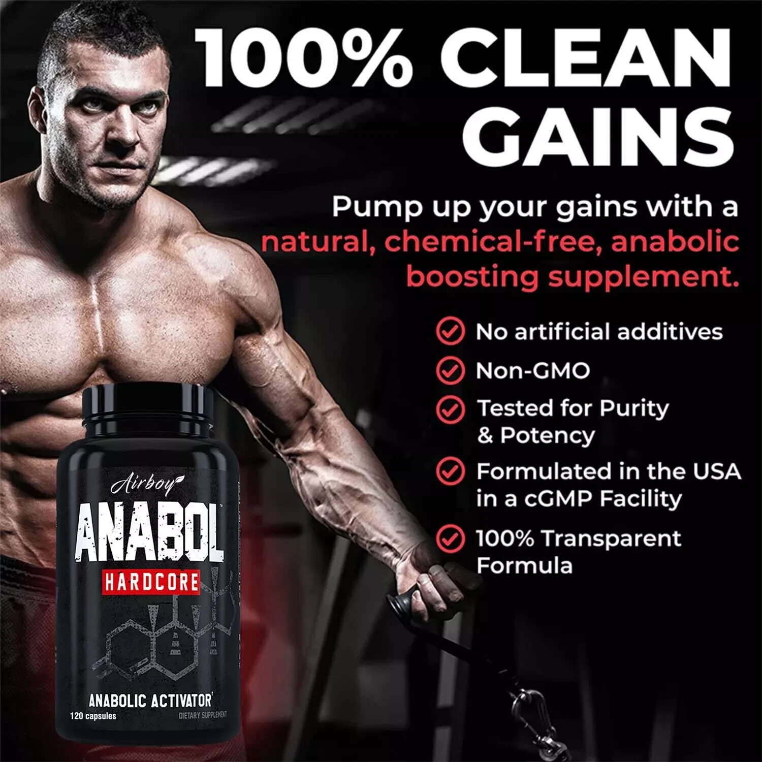 Anabolic Activator- Muscle Builder Testosterone Booster, Energy Endurance 120pcs