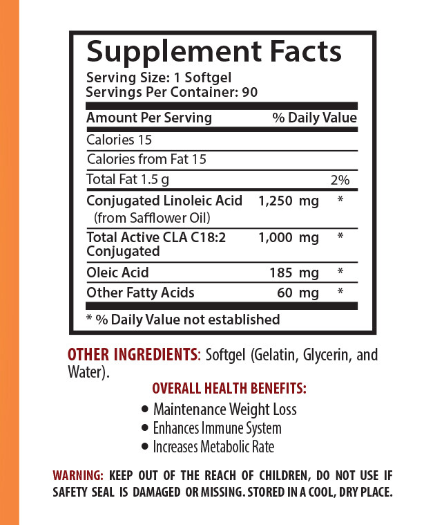 Fatty acids oil – CLA 1250 mg – weight loss extreme pills – 1 Bottle 90 Softgels