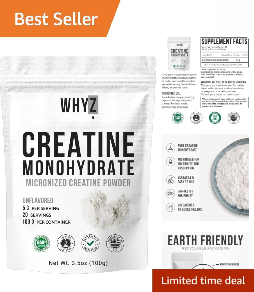 3.5 oz Creatine Monohydrate – Boosts Muscle Growth & Performance – 20 Servings