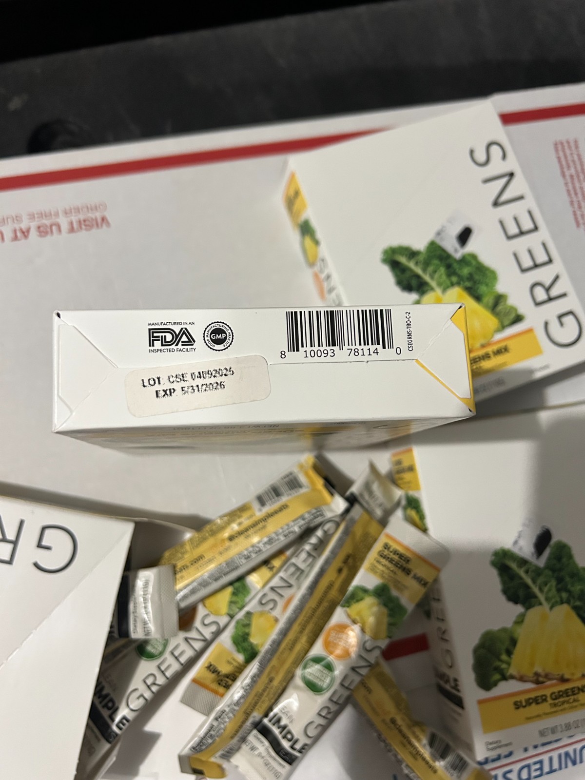 5-BOX LOT (50 PACKETS ) CLEAN SIMPLE EATS Super Greens Powder Tropical Drink