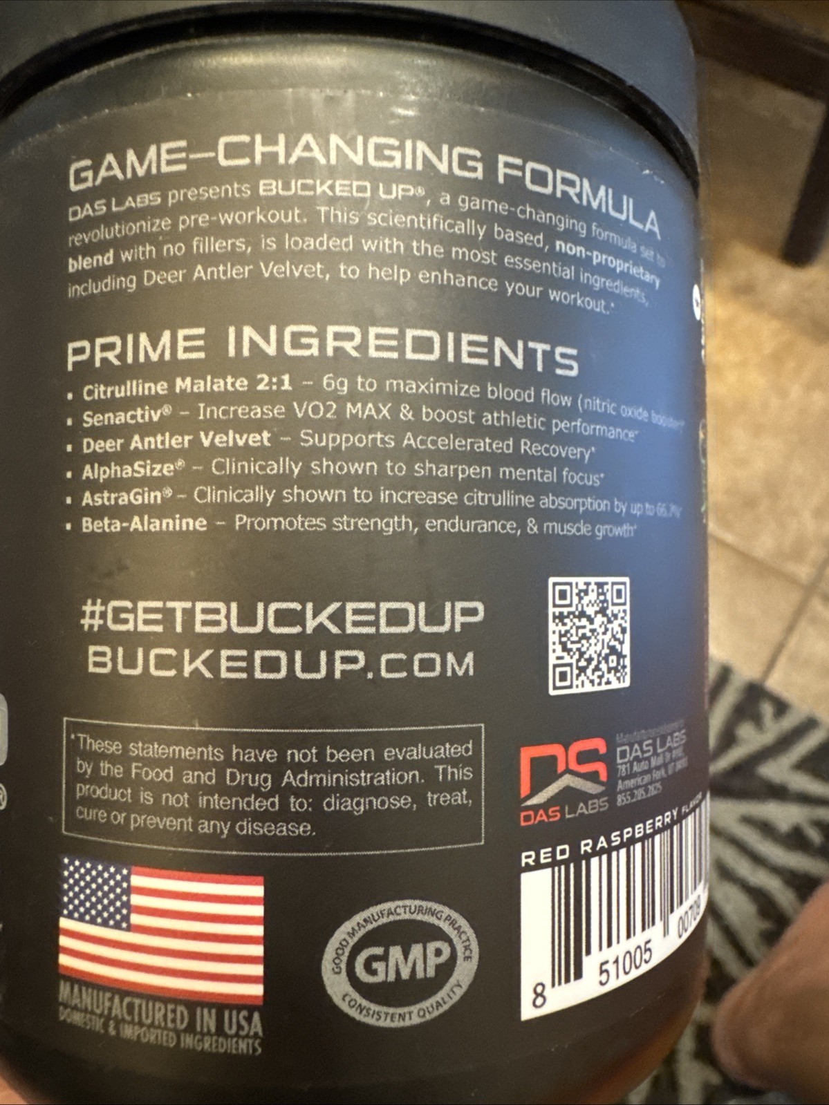 Bucked Up Pre-Workout Powder Blood Raz, 25 Servings, 9.2 oz Expires 03/26
