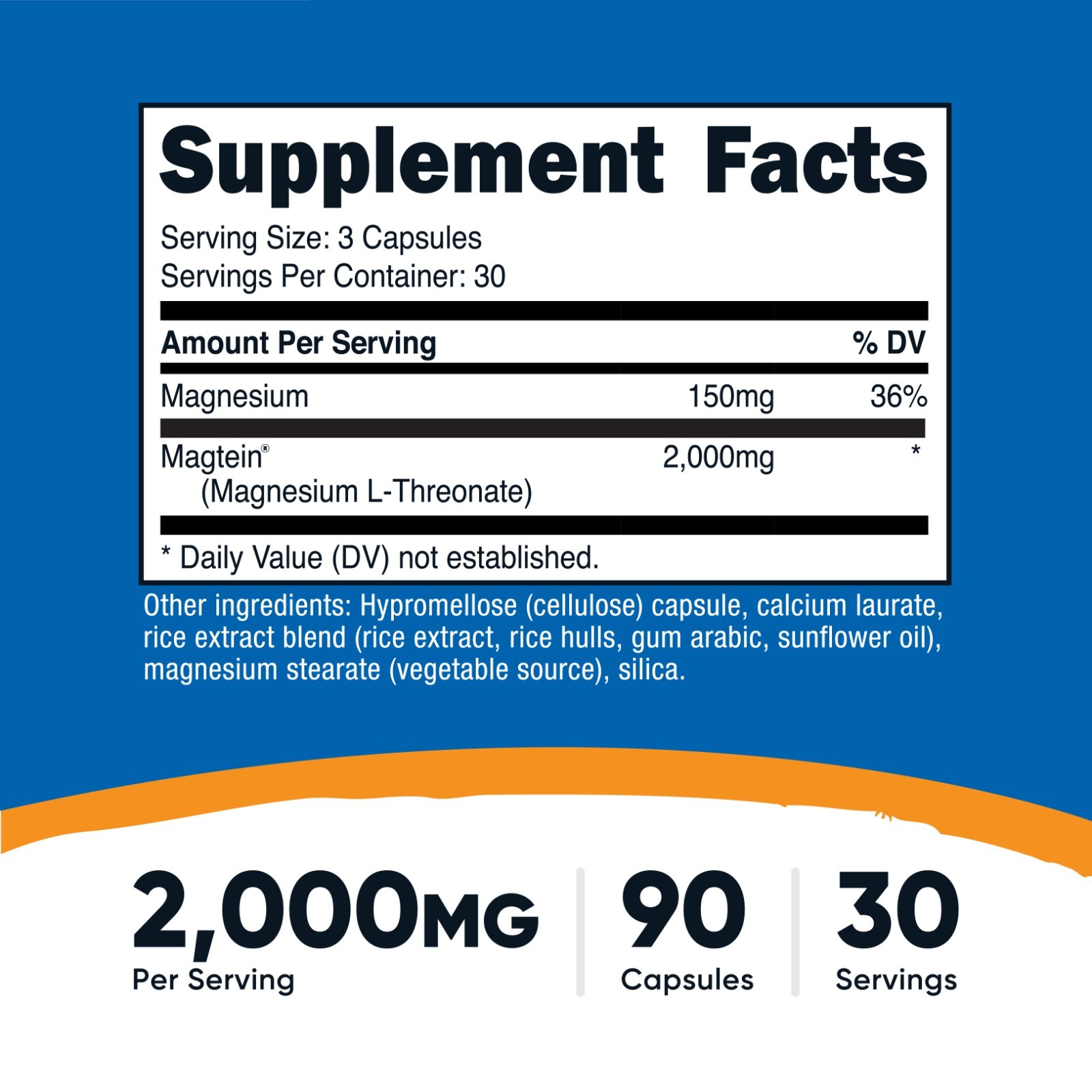 Nutricost Magtein Magnesium L-Threonate 2,000mg, 90 Capsules (30 Servings)