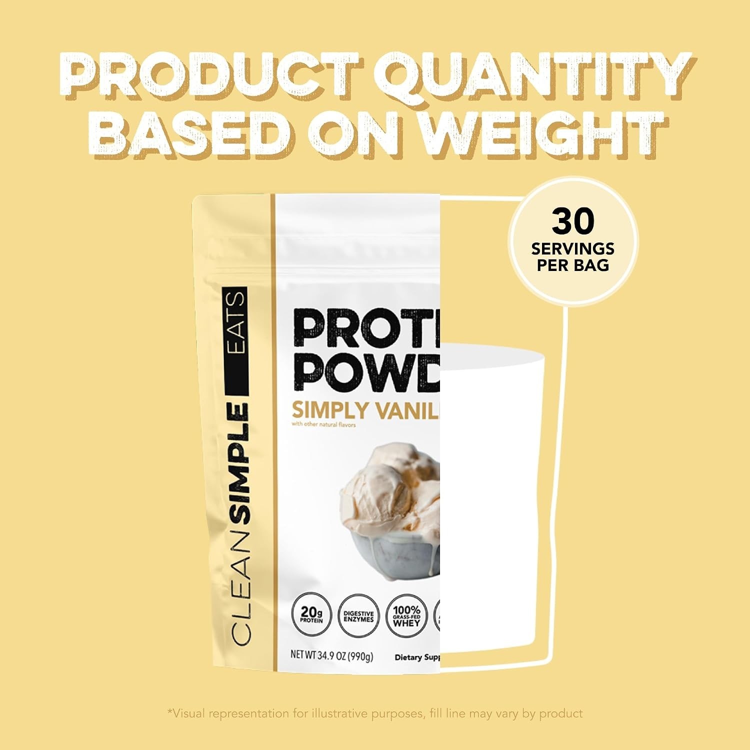 Clean Simple Eats Whey Protein Powder, Simply Vanilla Flavor Naturally Sweetened