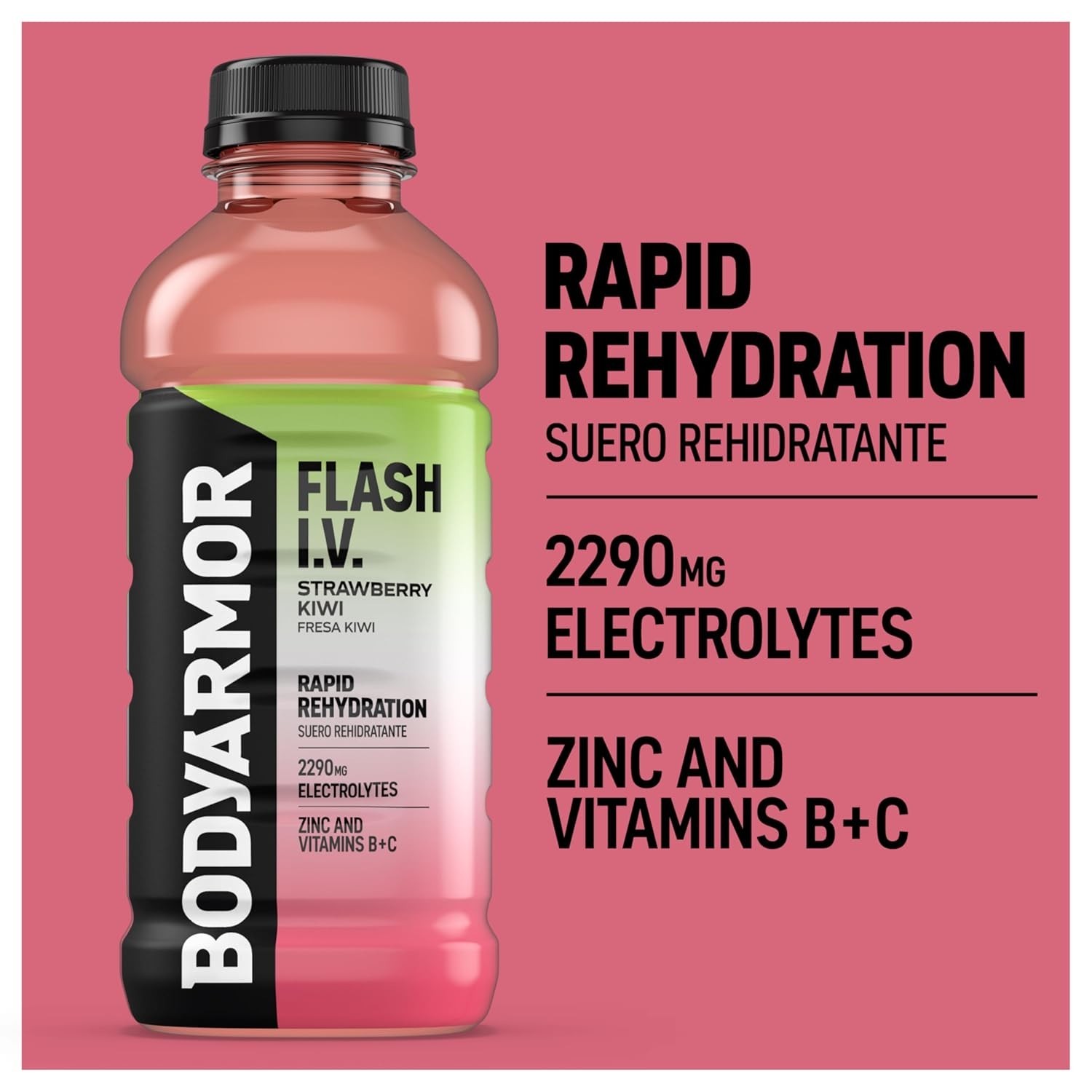 Electrolyte Beverage BodyArmor Flash I V Strawberry Kiwi Hydration Drink Coconut