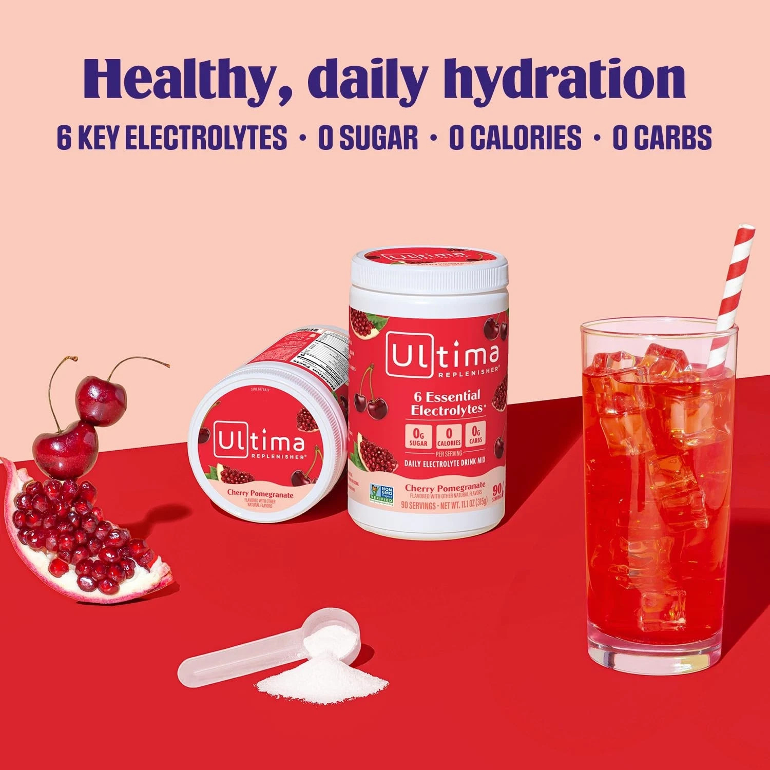 Ultima Replenisher Daily Electrolyte Powder Drink Mix – Sugar Free – Cherry P…