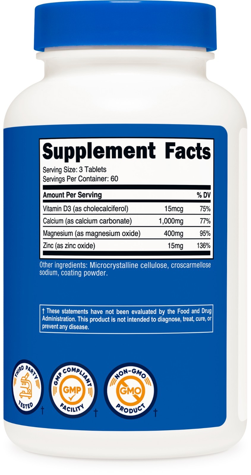 Nutricost Calcium, Magnesium & Zinc Tablets (180 Tablets, 60 Servings)
