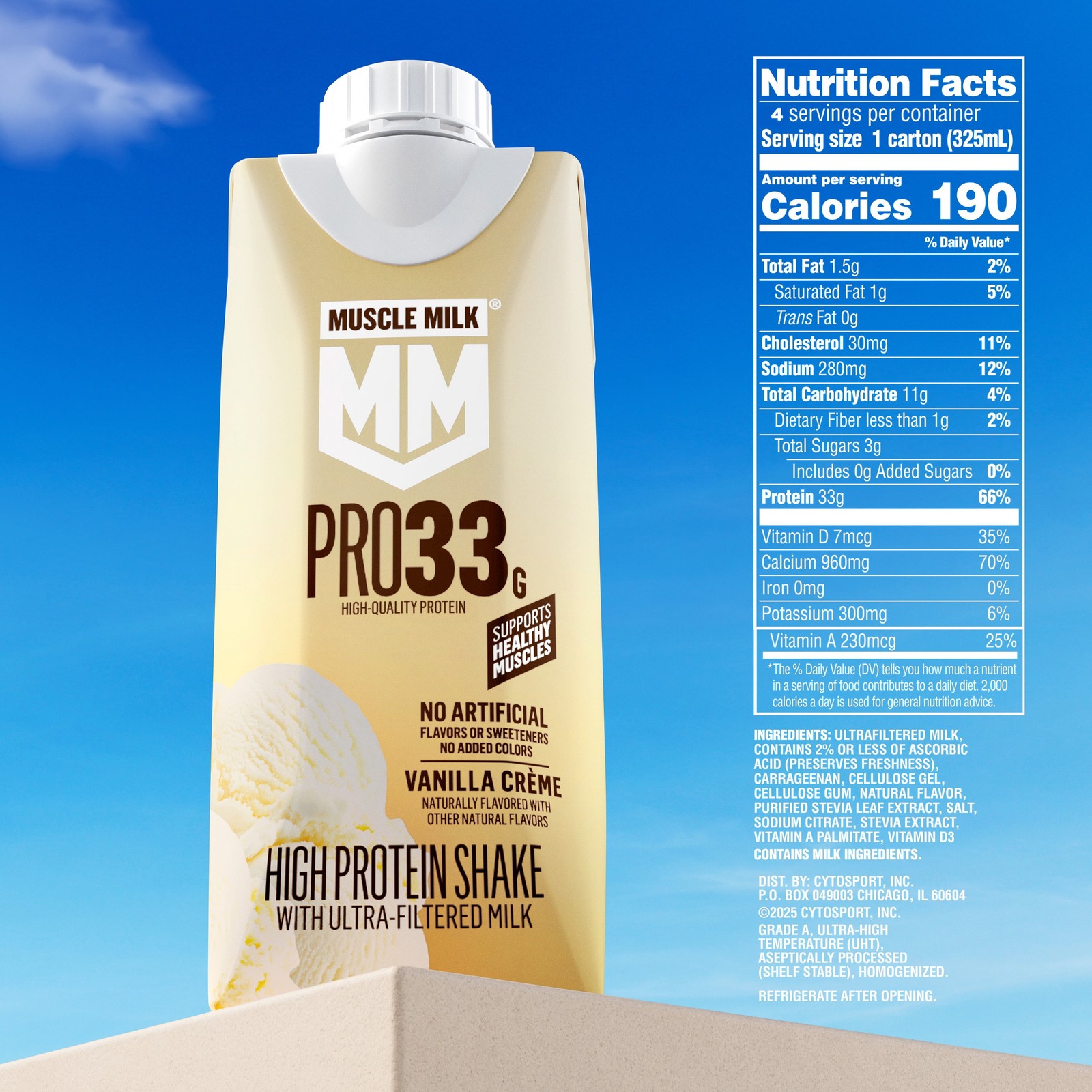 Pro 33G High Protein Shake Ultra Filtered Milk, Vanilla Creme, 11 Fl Oz, 4 Pack