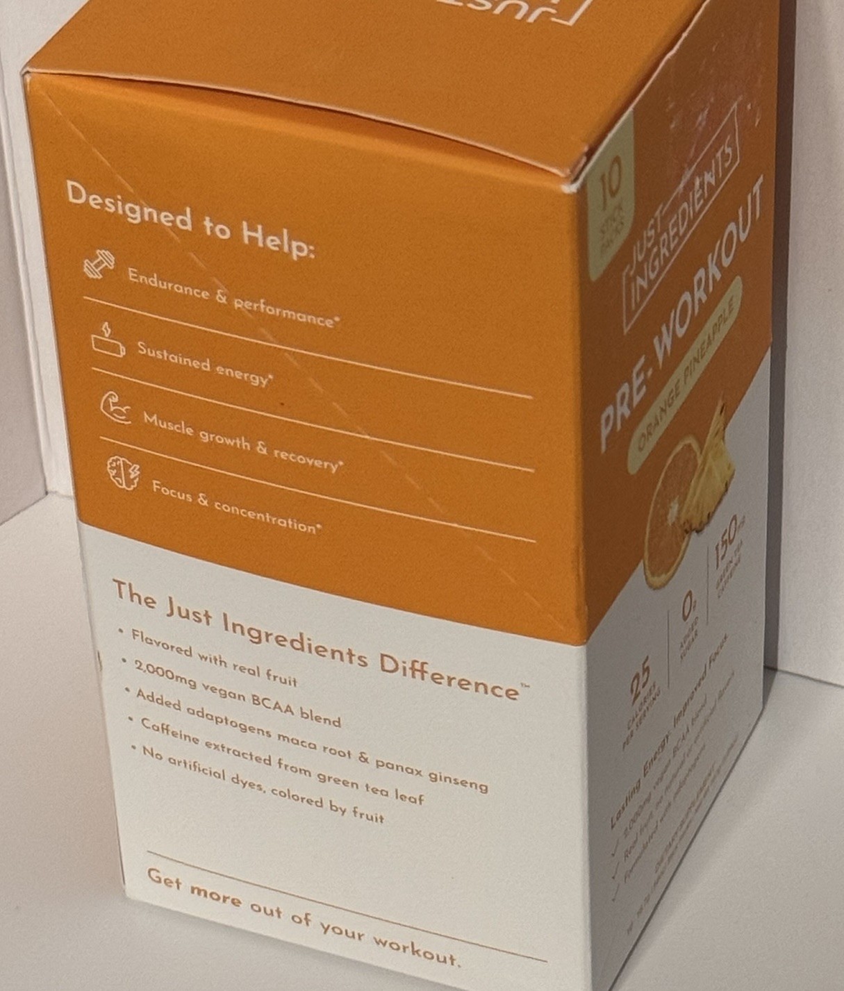 3x Just Ingredients Pre-Workout Drink Packet Orange Pineapple 10 Sticks Ea 12/27