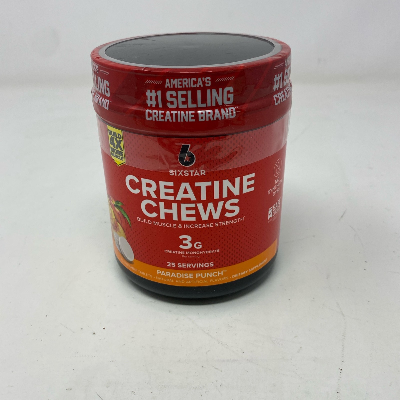 Six Star Pro Nutrition Creatine Chews Paradise Punch 75ct, 25 Servings