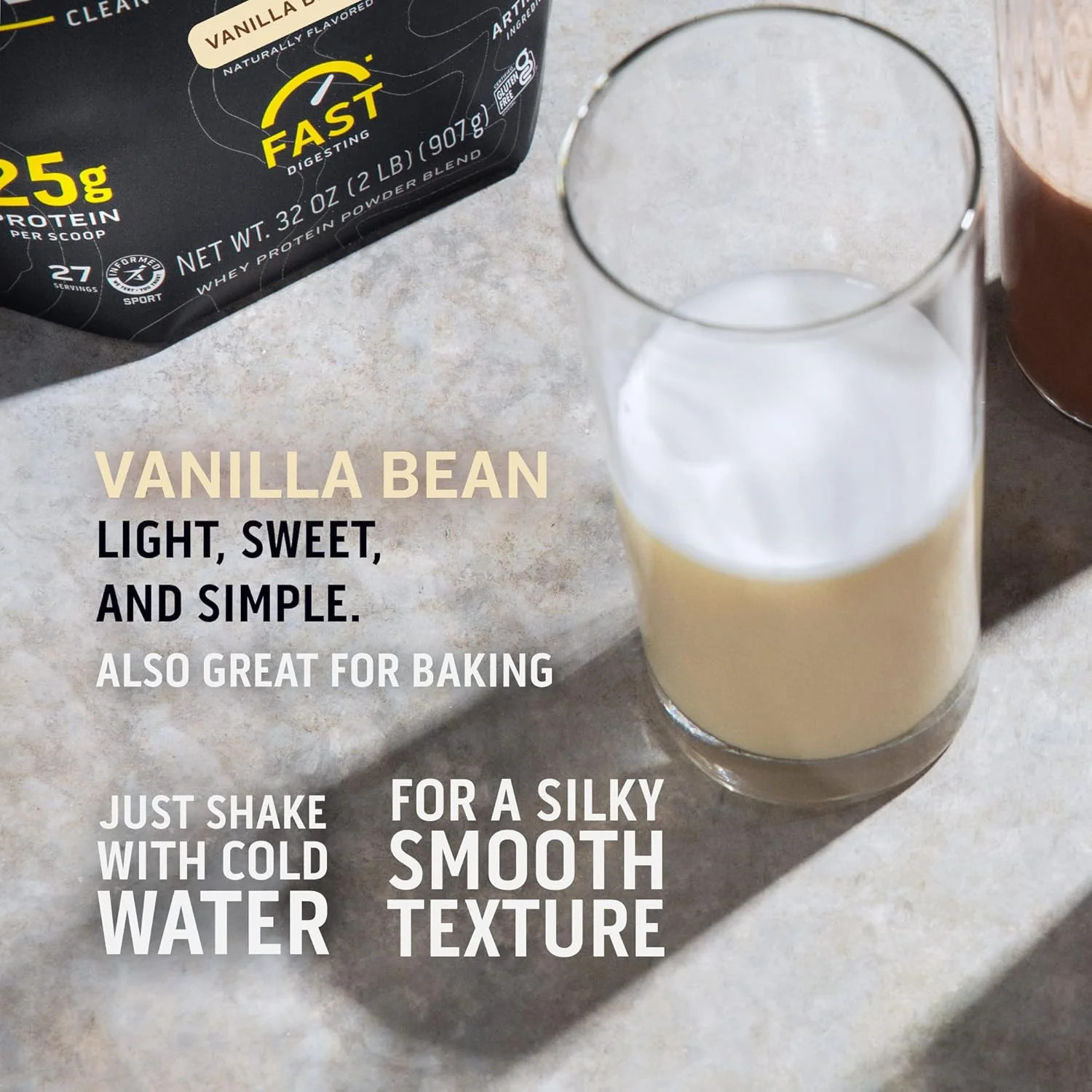 Ascent Native Whey Protein Powder Blend, Vanilla Bean, 1 Lb