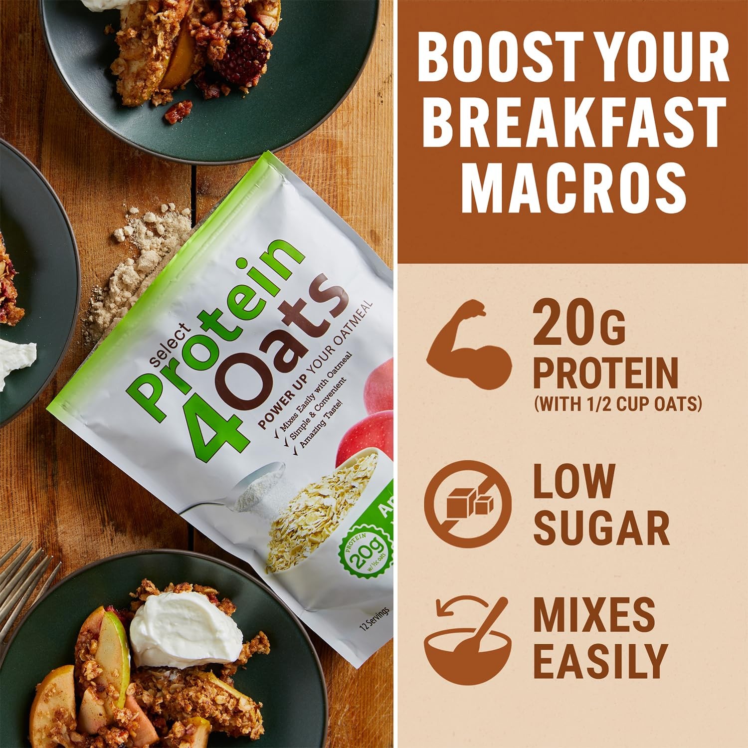 PEScience Protein4Oats, Protein Powder to Make 8.5 Ounce (Pack of 1), White
