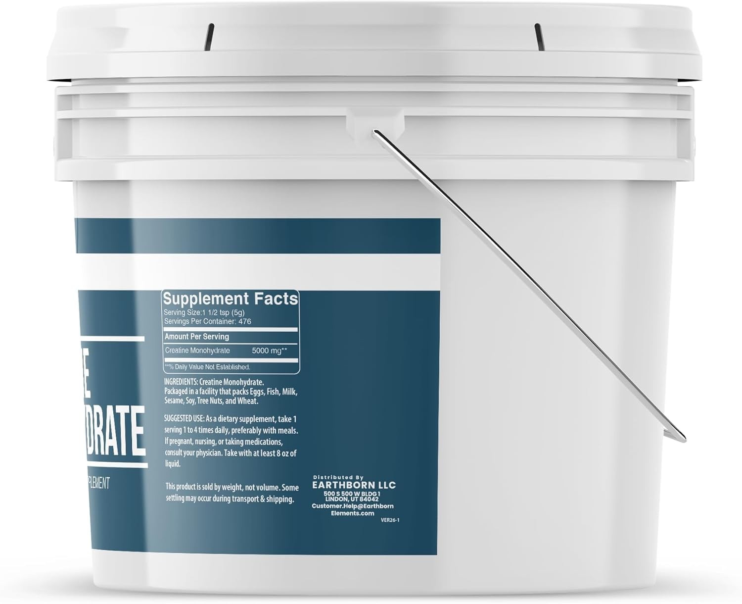 Bulk Creatine Monohydrate Powder 1 Gallon Bucket – 476 Servings Unflavored