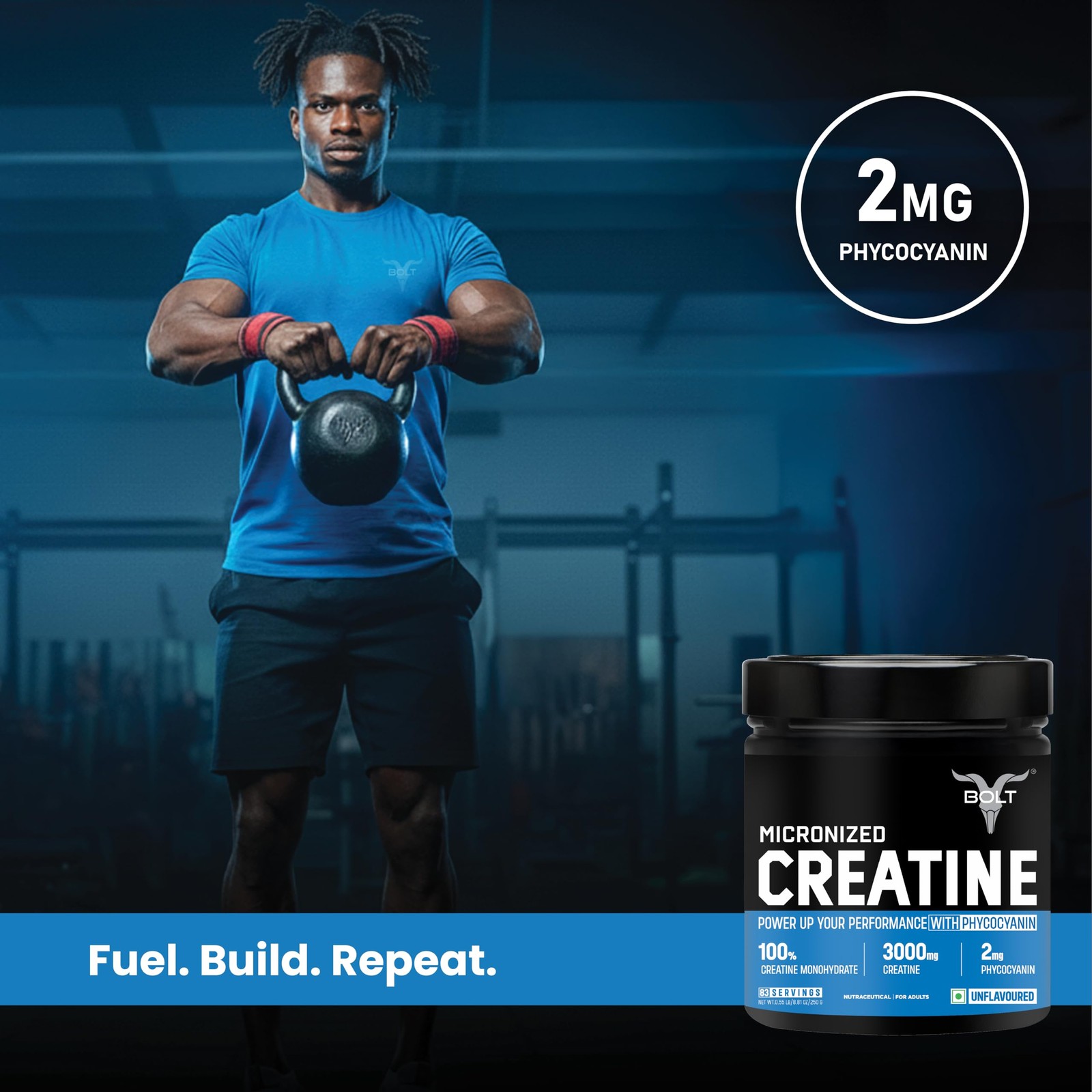 Bolt Creatine Monohydrate 250g | 83 Servings | Unflavoured