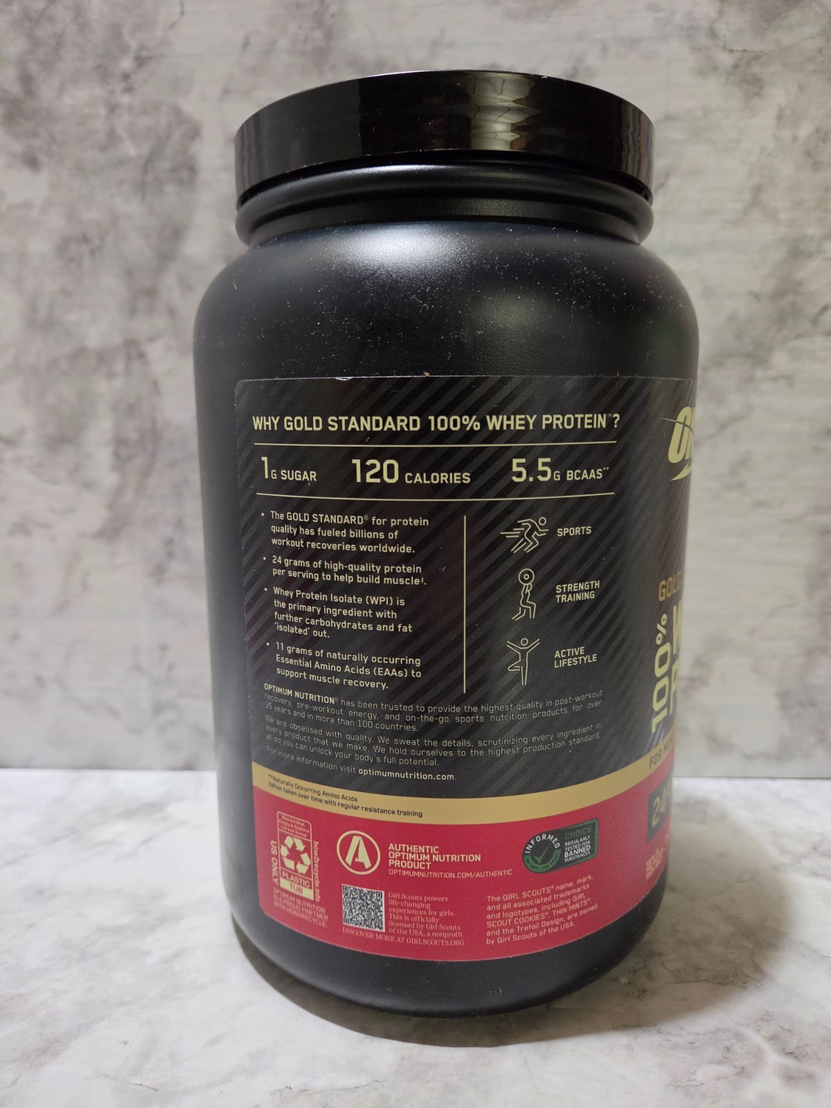 Optimum Nutrition Gold Standard 100% Whey Protein Thin Mints 24.8 OZ 11/2027