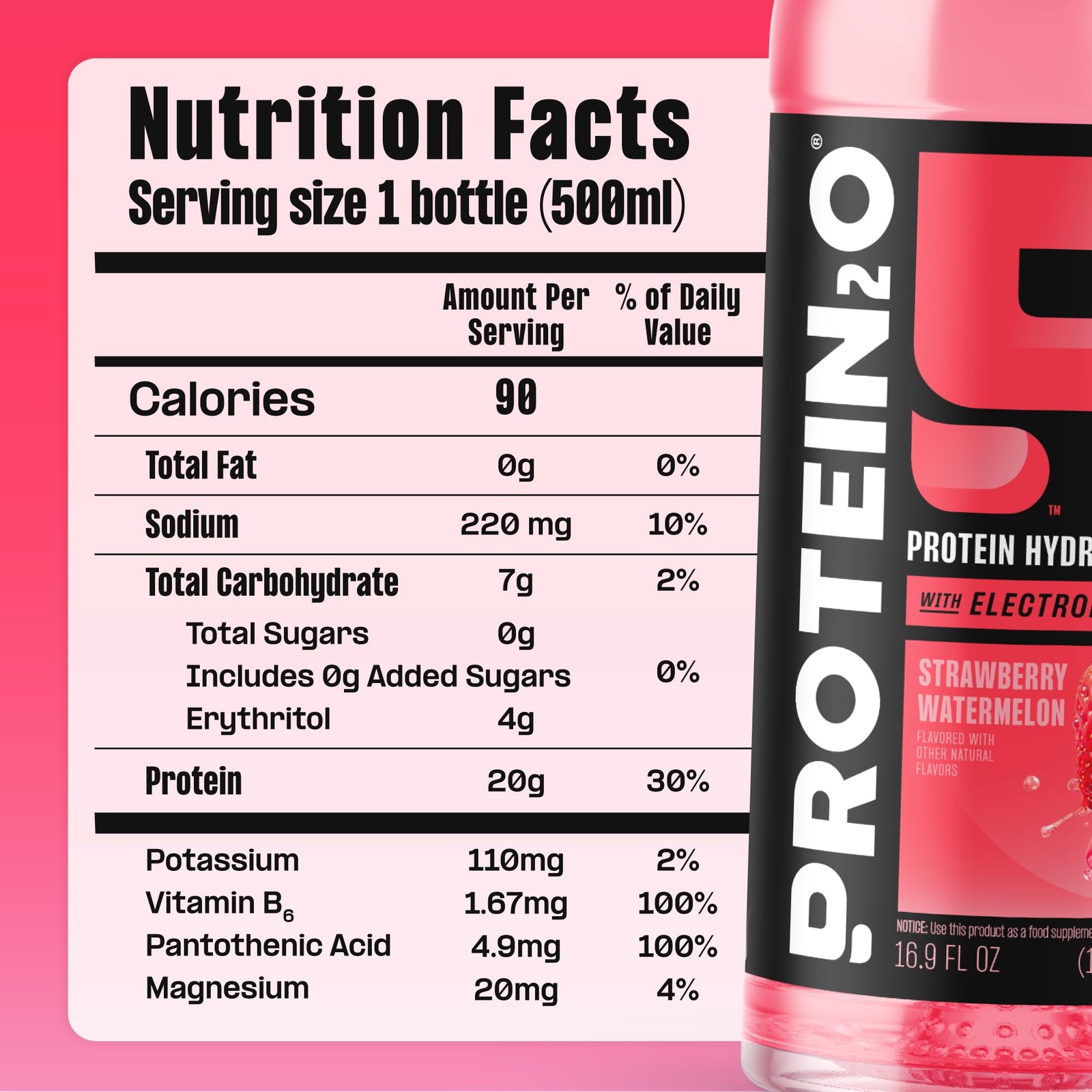Protein2o Hydration Drink – 2-in-1 Liquid Clear Whey 16.9 Fl Oz (Pack of 12)