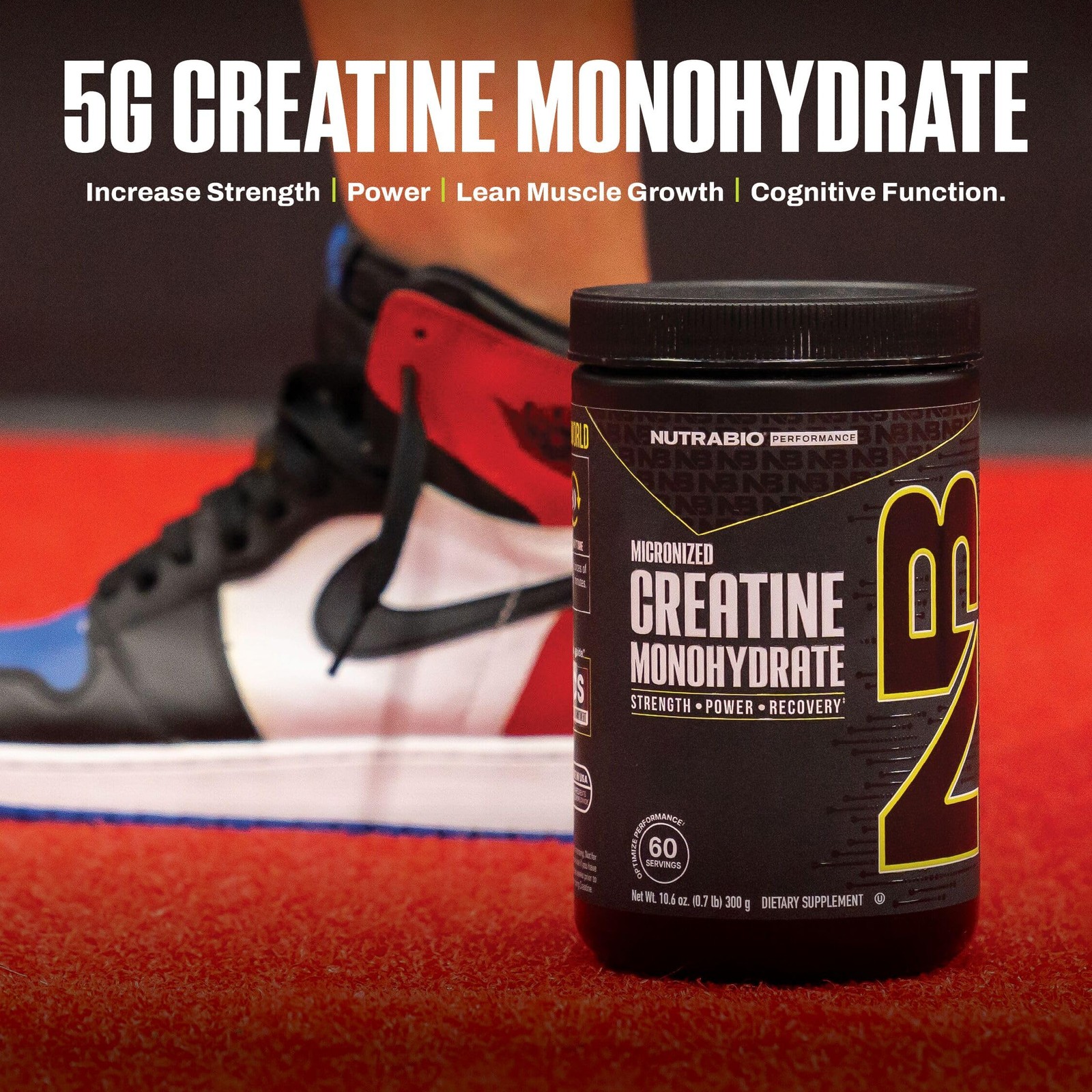 NutraBio Pure Micronized Creatine Monohydrate Powder Supplement, 300g, No