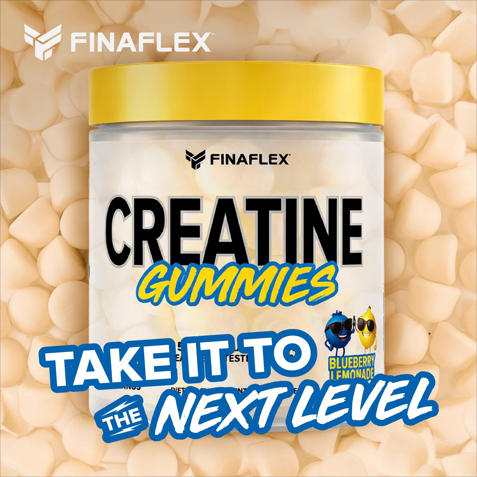 FINAFLEX Creatine Gummies 120 Gummies Blueberry Lemonade Flavor Promotes M…