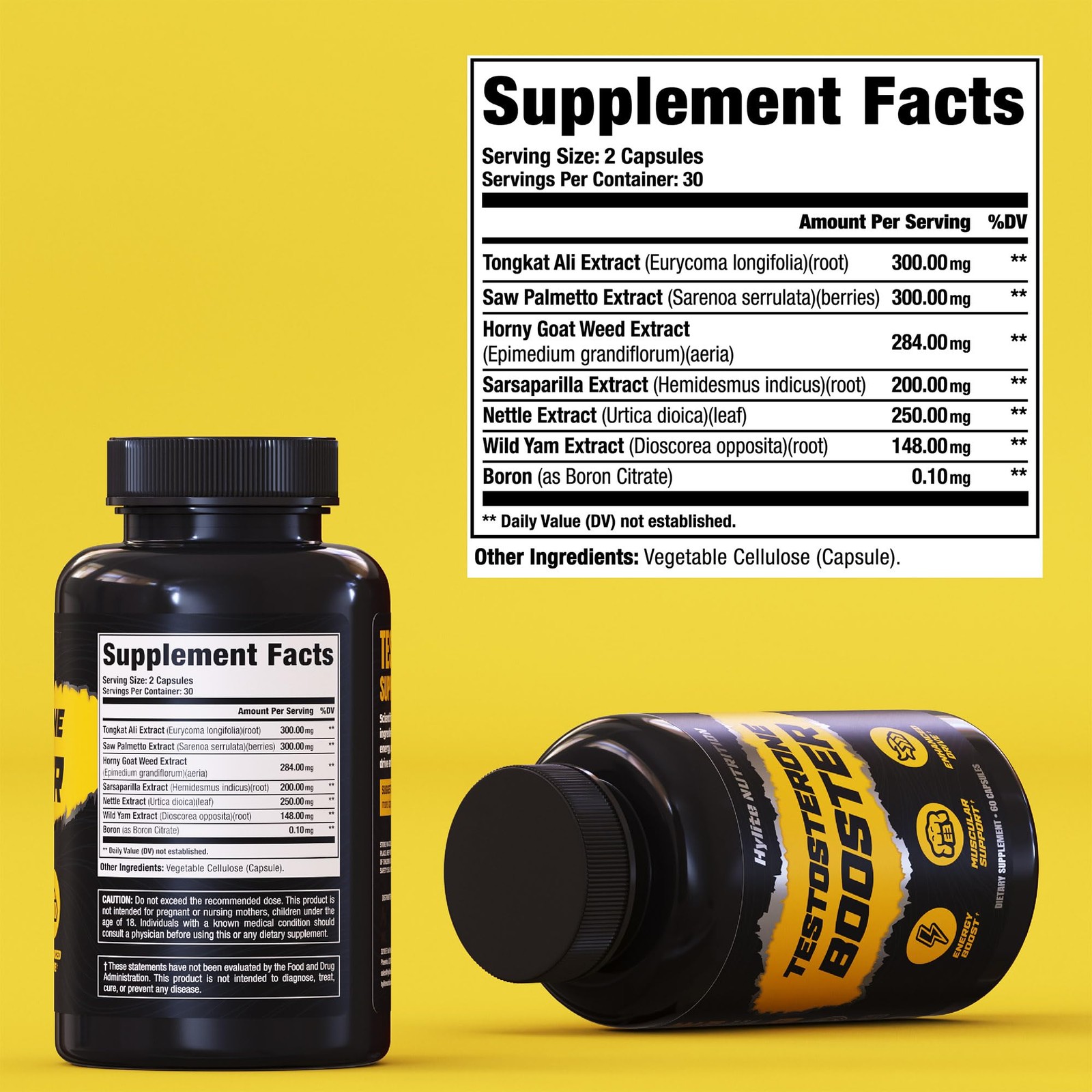 Testosterone Booster for Men – Male Enhancing 60 Count (Pack of 2), Brown