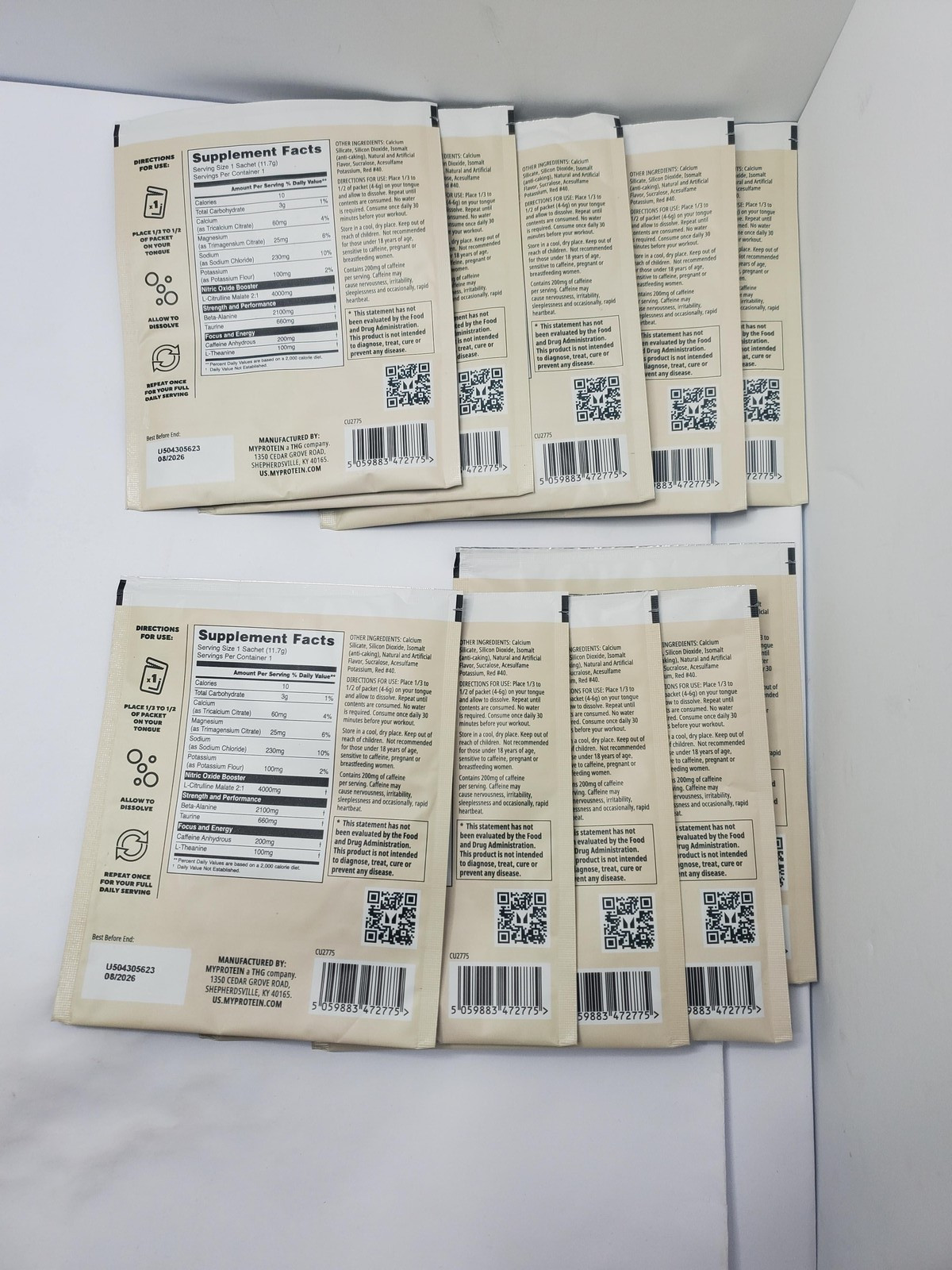 10pk Myprotein Origin Pre-Workout Watermelon Dry Scoop Caffeine Exp 08/26