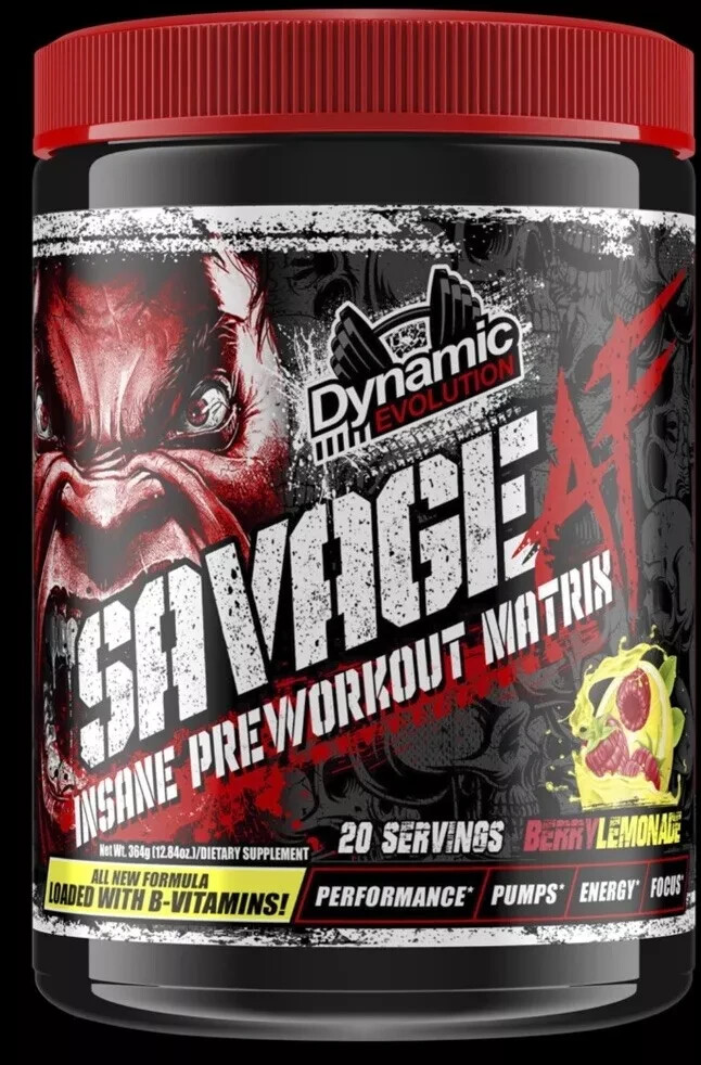 Dynamic Evolution – Savage AF Pre-Workout – 20 Servings – BERRY LEMONADE