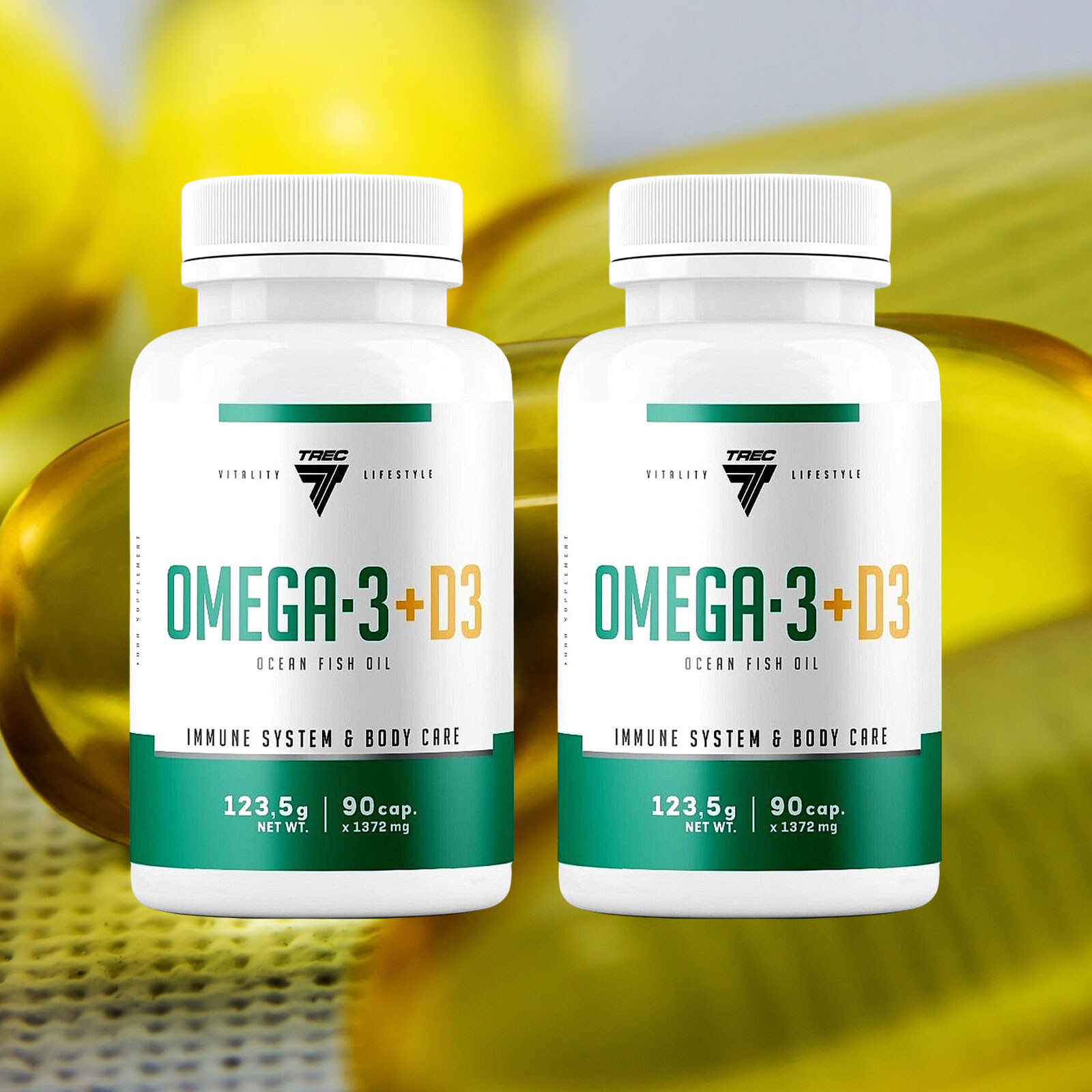Omega 3 + Vitamin D3 90–180 Capsules – Ocean Fish Oil – EPA DHA – High strength