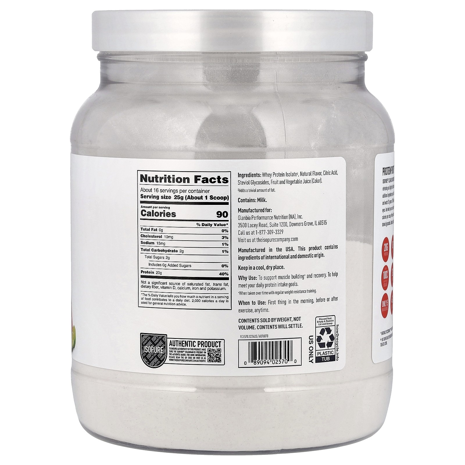 Infusions Protein Powder, Watermelon Lime, 14.1 oz (400 g)