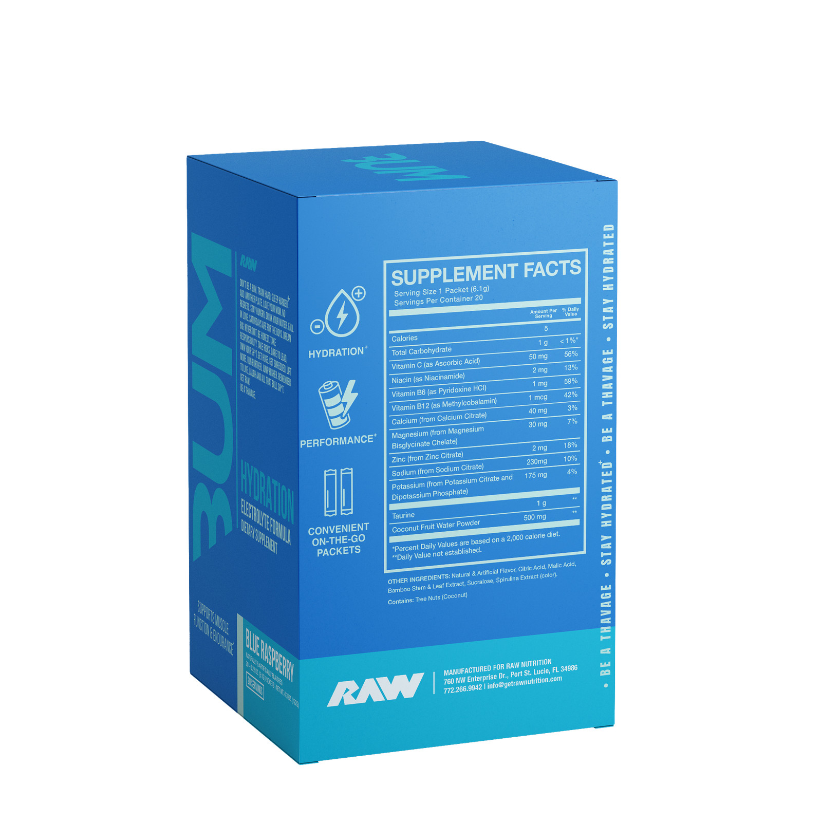 Hydration Electrolyte Formula – Blue Raspberry (20 Stick Packs)