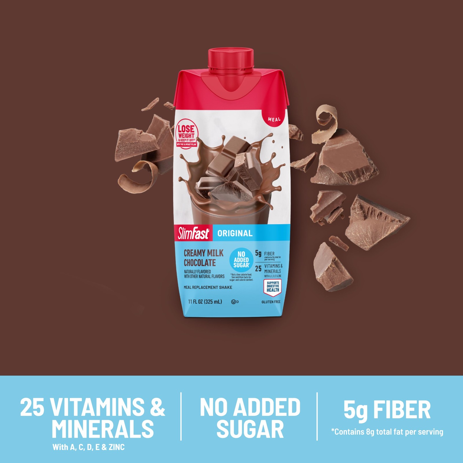 Slimfast Meal Replacement Shake Original Creamy Milk Chocolate No Added Sugar