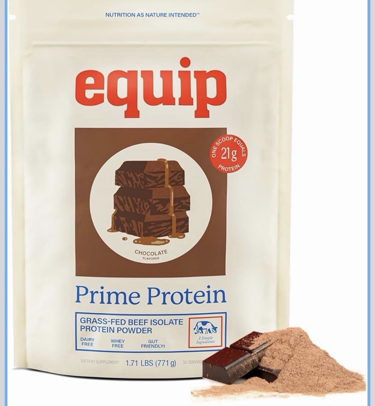 Equip Prime Beef Protein Chocolate 30Sv Grass Fed Keto No Sugar