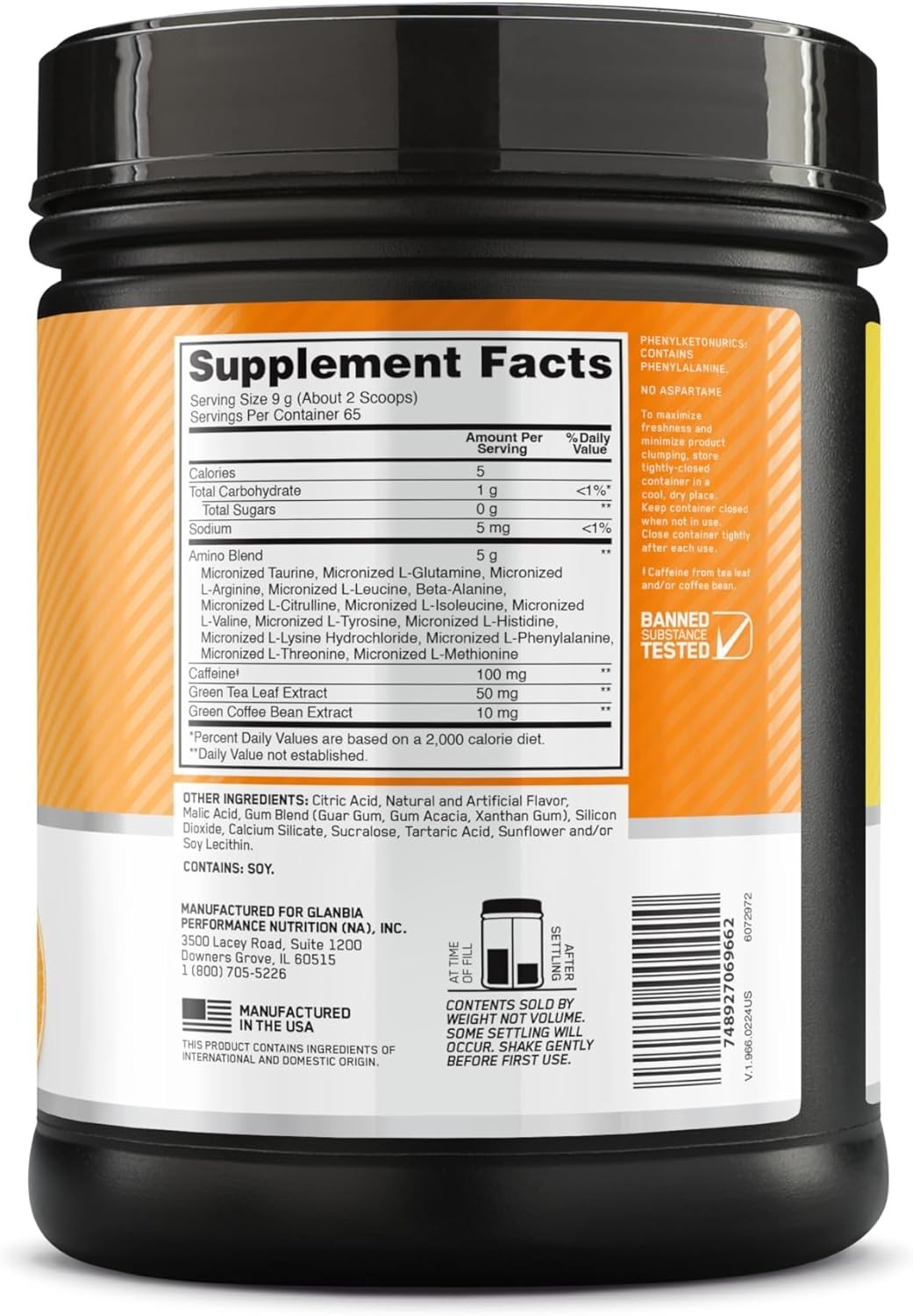 Essential Amino Energy Powder – Citrus Spritz, Energy & Focus Formula