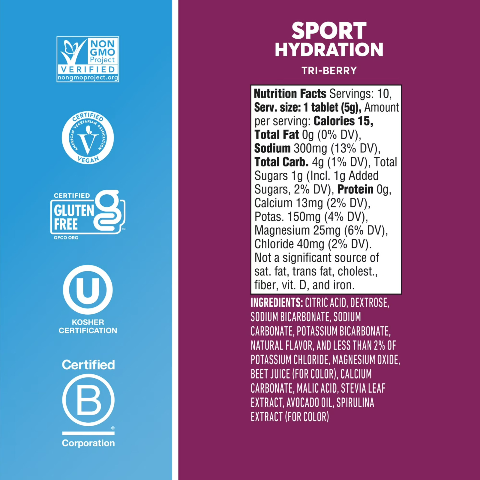 Nuun Sport Electrolytes Hydration Drink Mix Tablets, Tri-Berry, 10 Count Tube