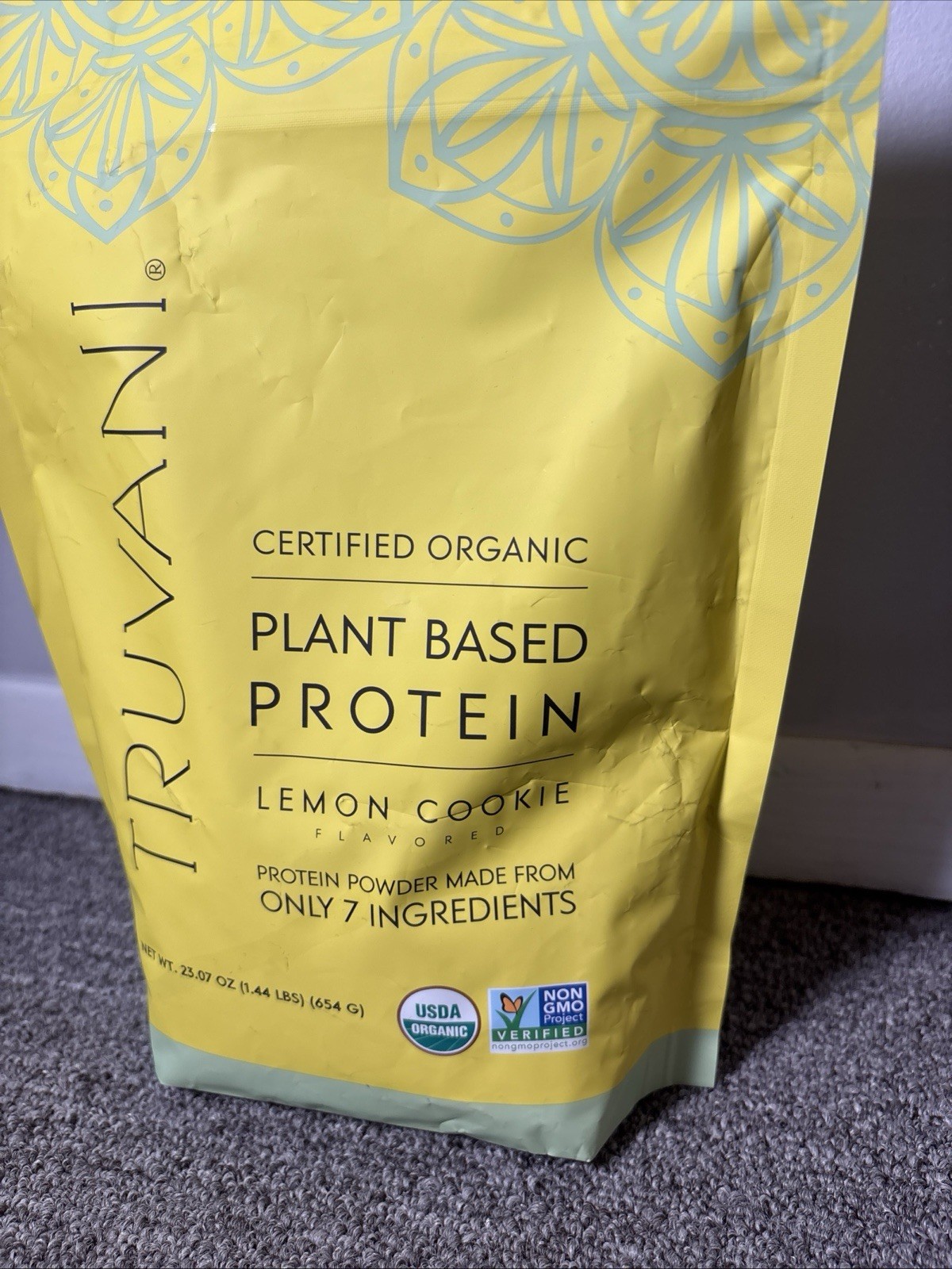 Truvani Certified Organic Plant-Based Protein Powder Lemon Cookie 23.07 oz
