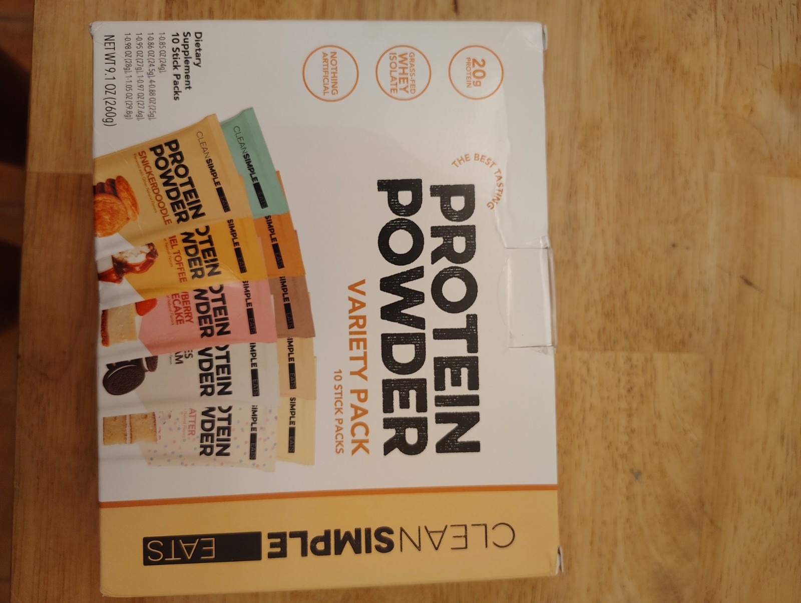 Clean Simple Eats Whey Isolate Protein Powder, Variety Pack, 10 Stick Packs20g