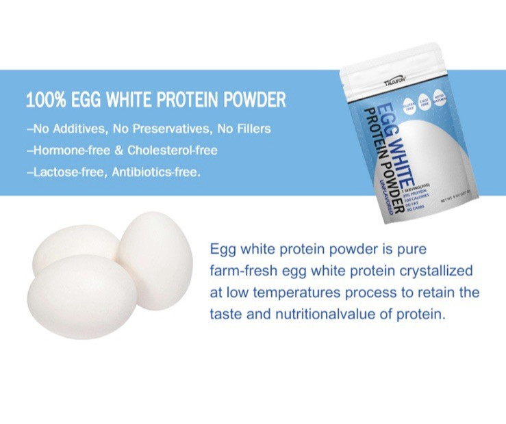 Egg White Protein Powder Pasteurized No Additives, High Protein, 8 oz. Bag