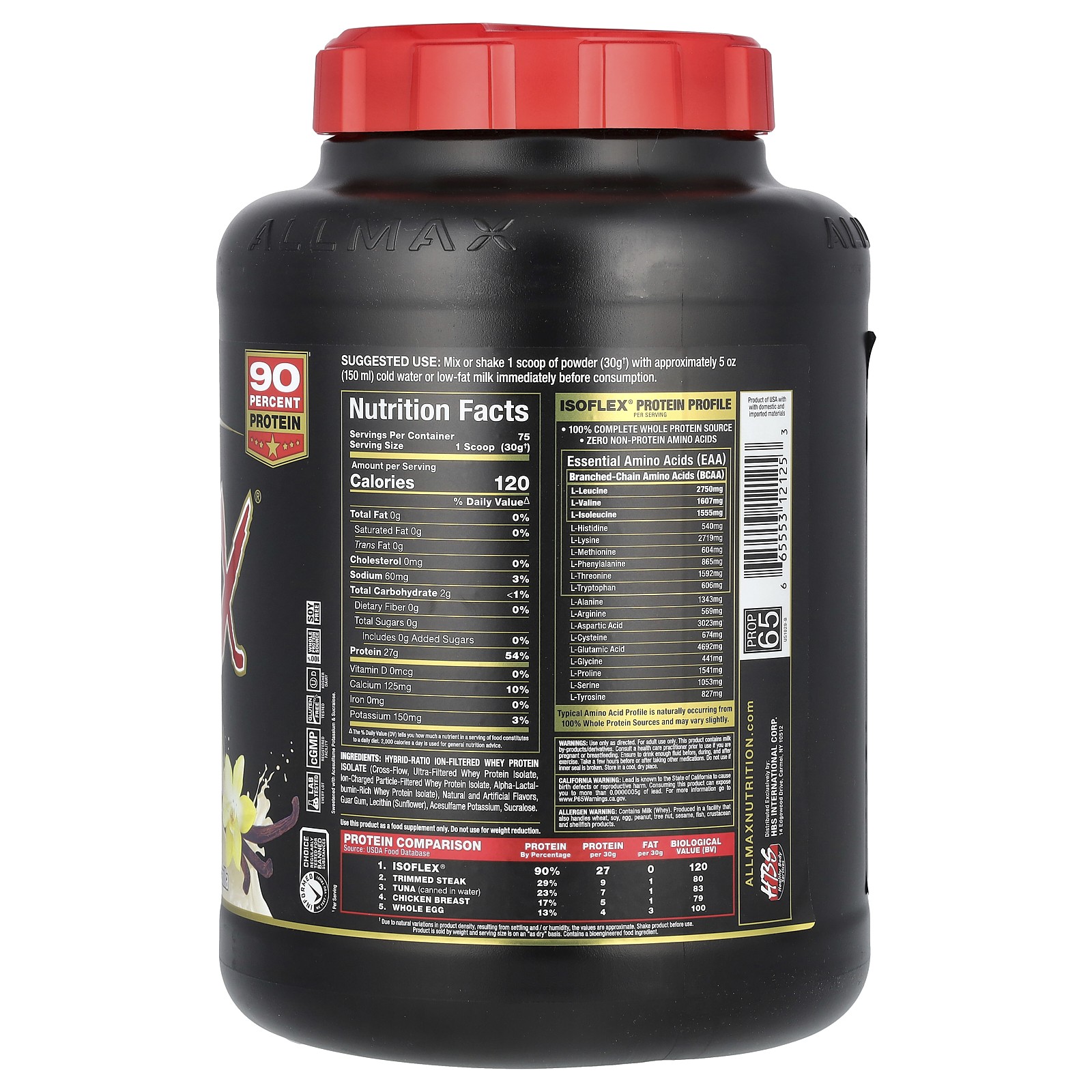 ISOFLEX®, Pure Whey Protein Isolate, Vanilla, 5 lbs (2.27 kg)