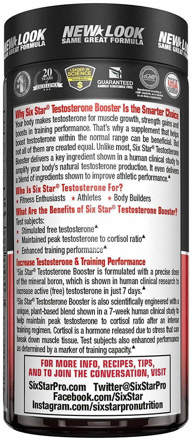 Six Star Testosterone Booster Supplement, Extreme Strength, Enhances 60 Caps