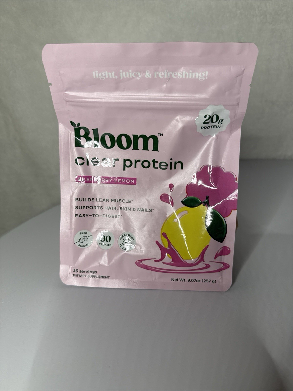 Bloom Clear Protein Powder Raspberry Lemon Whey + Collagen 9.71oz