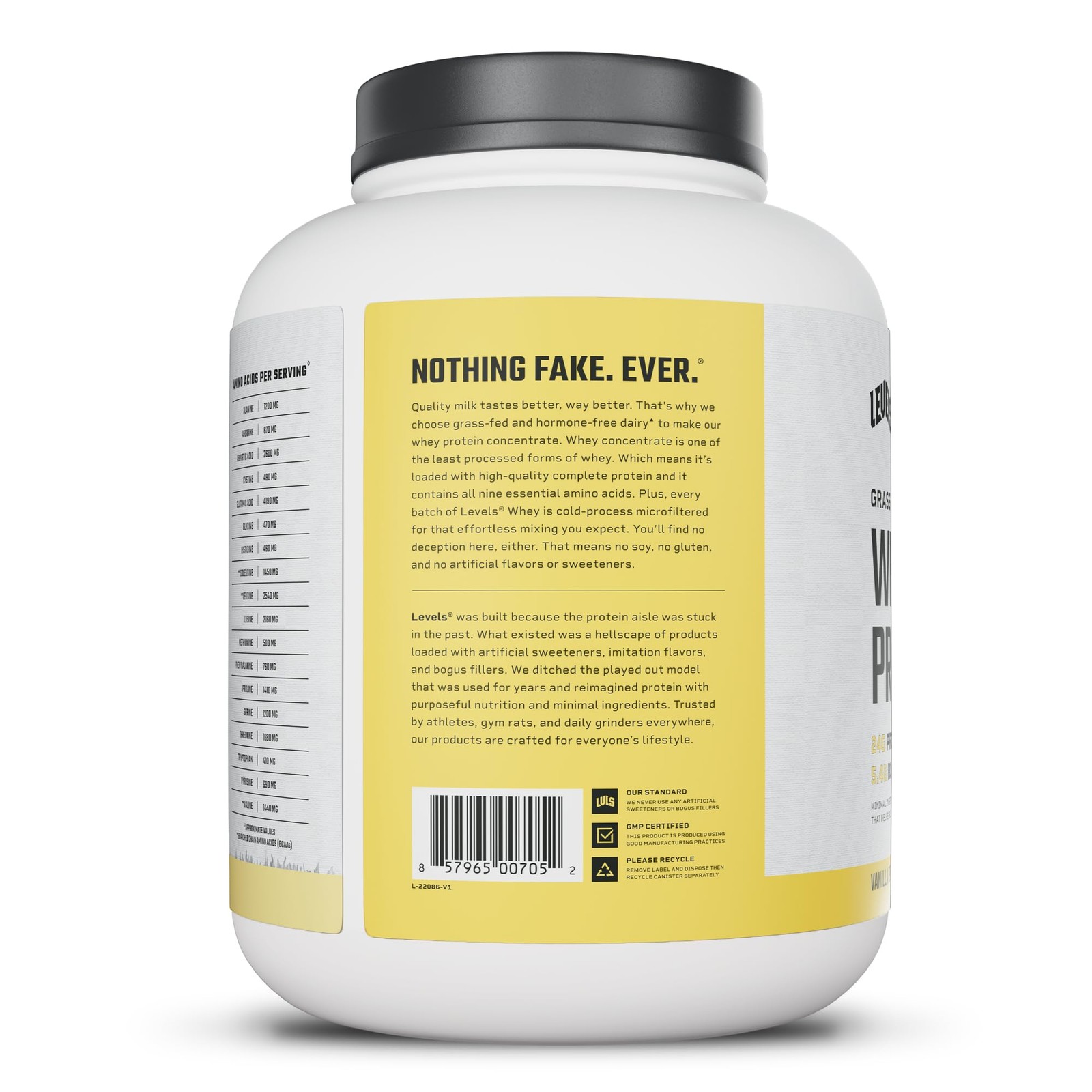 Levels Grass Fed Whey Protein Powder, No Artificials, 24G of Protein, Vanilla…