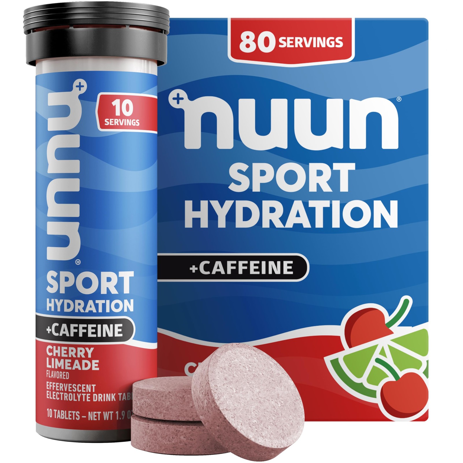 Nuun Sport Electrolyte Tablets with Caffeine Cherry Limeade 8 Pack