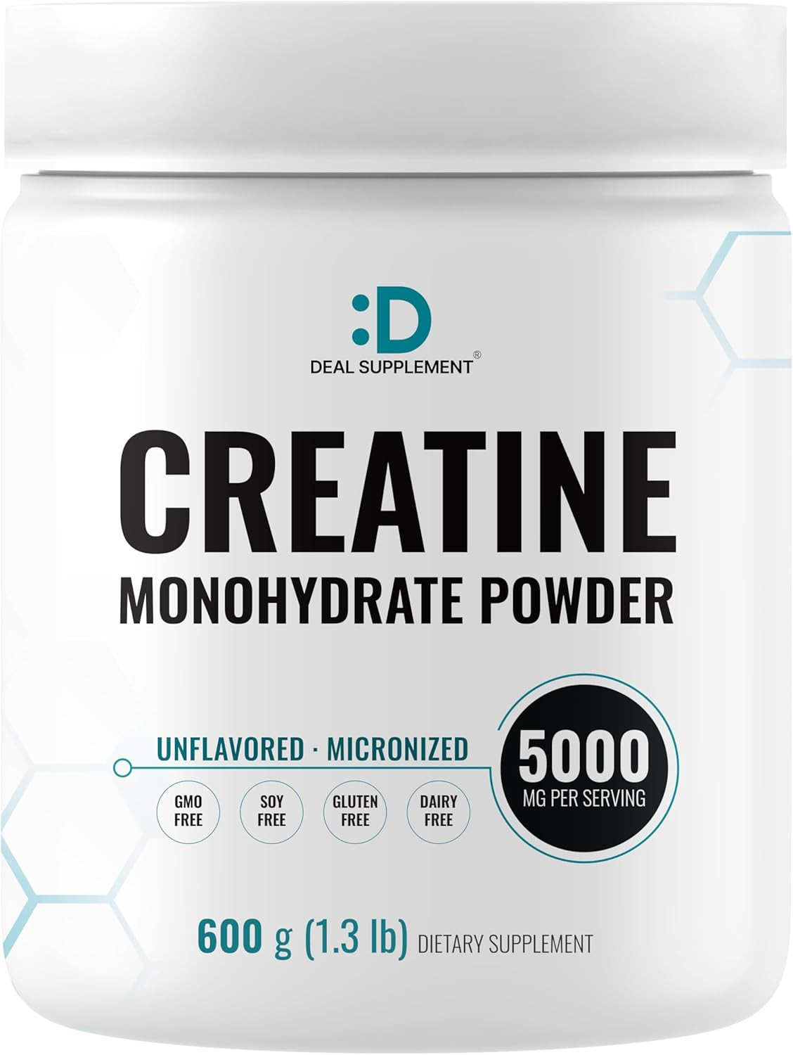 Creatine Monohydrate Powder 600 Grams (1.32Lb), Unflavored | Pure | Micronized