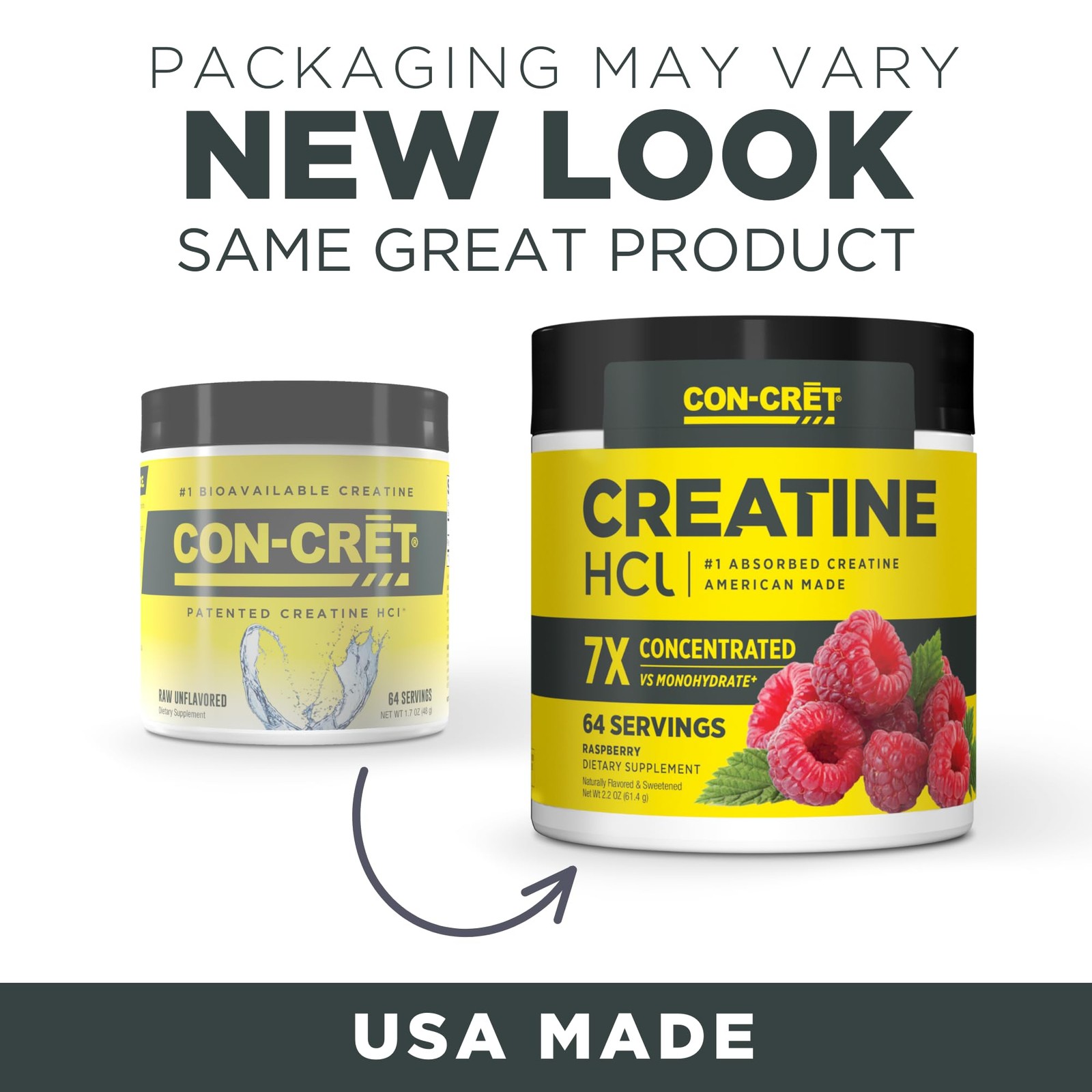 CON-CRET Creatine HCl Powder | Muscle, Cognitive, Cellular Energy 64 Servings