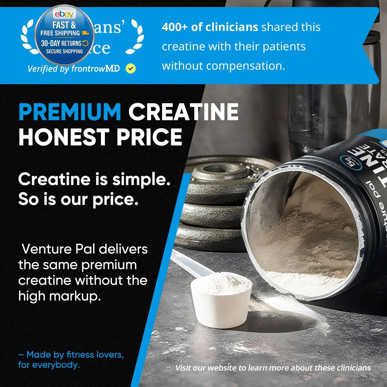 100% Pure Micronized Creatine Monohydrate 60 Servings (Pack of 1)